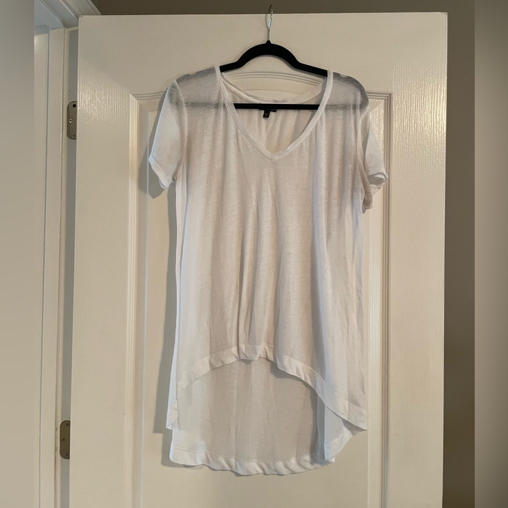 Express White High Low Tee
